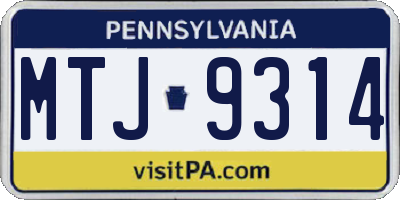 PA license plate MTJ9314
