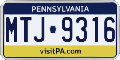 PA license plate MTJ9316