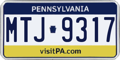 PA license plate MTJ9317