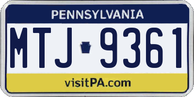 PA license plate MTJ9361