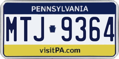 PA license plate MTJ9364