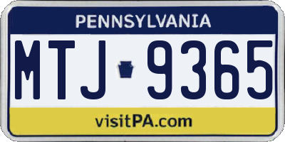PA license plate MTJ9365