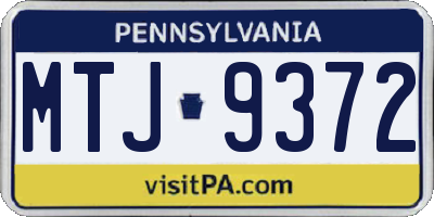 PA license plate MTJ9372