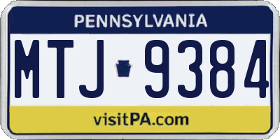 PA license plate MTJ9384