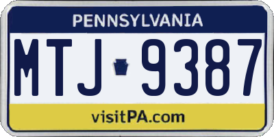 PA license plate MTJ9387