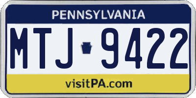 PA license plate MTJ9422