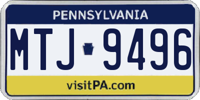 PA license plate MTJ9496