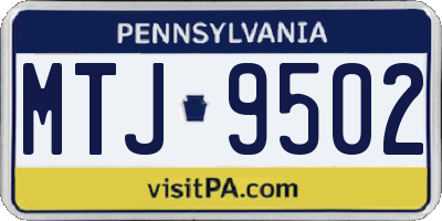 PA license plate MTJ9502