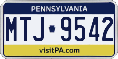 PA license plate MTJ9542