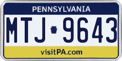 PA license plate MTJ9643