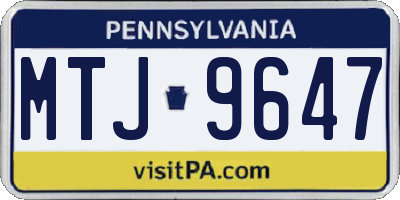 PA license plate MTJ9647