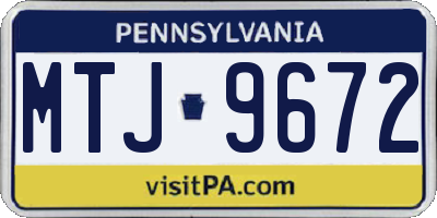 PA license plate MTJ9672