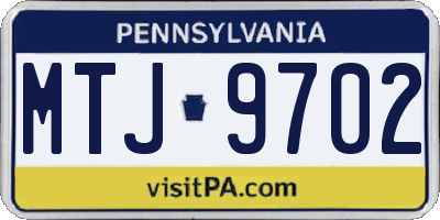 PA license plate MTJ9702