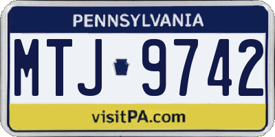 PA license plate MTJ9742