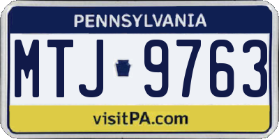 PA license plate MTJ9763