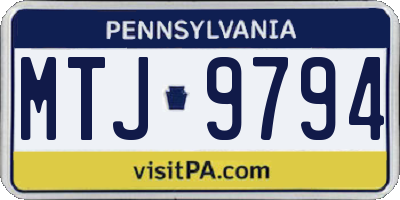 PA license plate MTJ9794