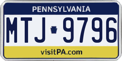 PA license plate MTJ9796