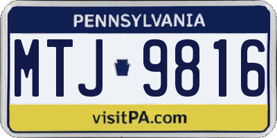 PA license plate MTJ9816