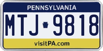 PA license plate MTJ9818