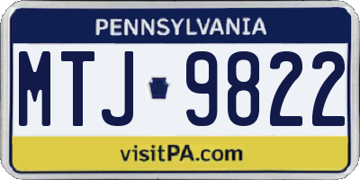 PA license plate MTJ9822