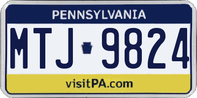 PA license plate MTJ9824