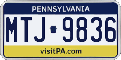 PA license plate MTJ9836