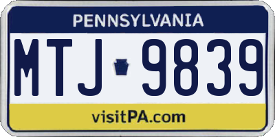 PA license plate MTJ9839