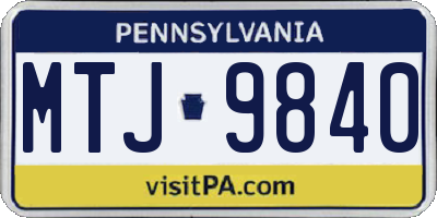 PA license plate MTJ9840