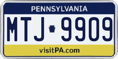 PA license plate MTJ9909