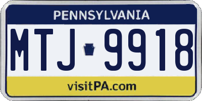 PA license plate MTJ9918
