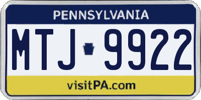 PA license plate MTJ9922