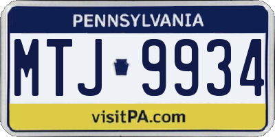 PA license plate MTJ9934