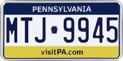 PA license plate MTJ9945