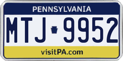 PA license plate MTJ9952