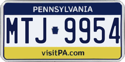 PA license plate MTJ9954