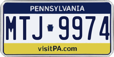 PA license plate MTJ9974