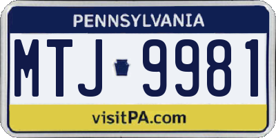 PA license plate MTJ9981