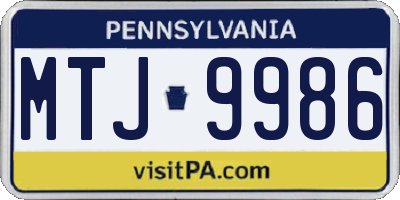 PA license plate MTJ9986