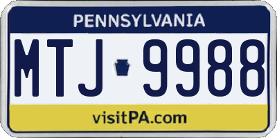 PA license plate MTJ9988