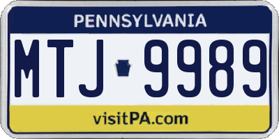 PA license plate MTJ9989