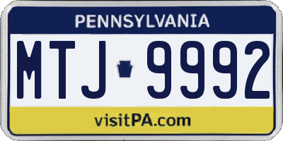 PA license plate MTJ9992