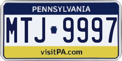 PA license plate MTJ9997