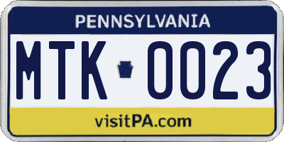 PA license plate MTK0023