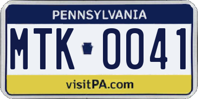 PA license plate MTK0041
