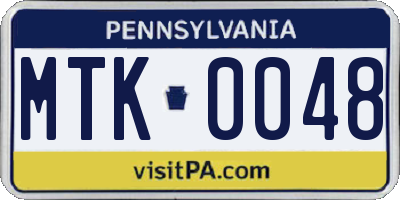 PA license plate MTK0048