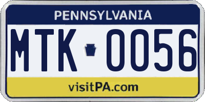 PA license plate MTK0056