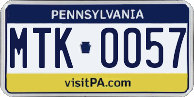 PA license plate MTK0057