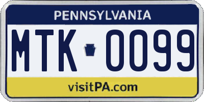 PA license plate MTK0099