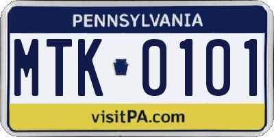 PA license plate MTK0101