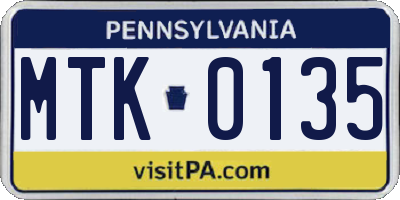 PA license plate MTK0135